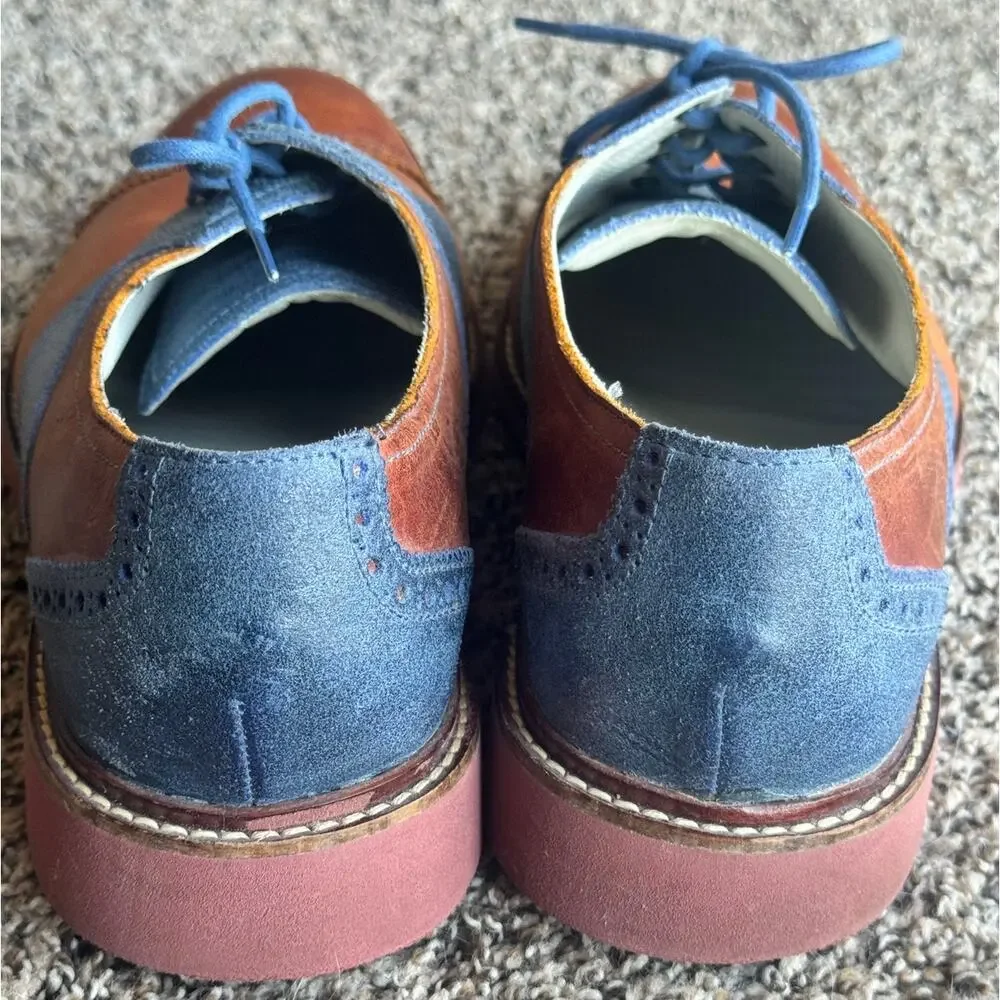 Cole Haan Saddle Oxford Shoes Brown Leather & Blue Suede Men’s Size 11.5